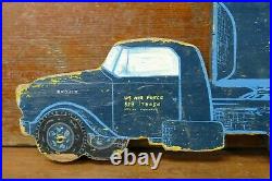 Vintage 1940s WW2 Original USAF Blue Ball Express Hand Painted Semi Truck Sign