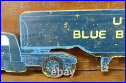 Vintage 1940s WW2 Original USAF Blue Ball Express Hand Painted Semi Truck Sign