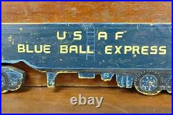 Vintage 1940s WW2 Original USAF Blue Ball Express Hand Painted Semi Truck Sign