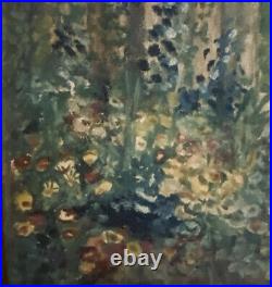 Vintage 1941 IHG Signed Impressionist Garden Landscape Painting Oil on Board 19