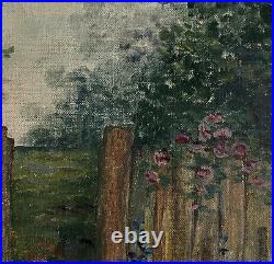 Vintage 1941 IHG Signed Impressionist Garden Landscape Painting Oil on Board 19