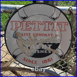 Vintage 1945 Pettit Paint Co. Porcelain Enamel Gas & Oil Garage Man Cave Sign