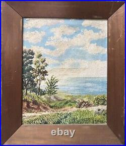 Vintage 1947 Oil Painting Landscape/Sea Scene. Signed CATTANEO