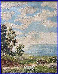Vintage 1947 Oil Painting Landscape/Sea Scene. Signed CATTANEO