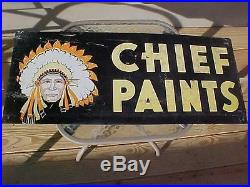 Vintage 1950-60's CHIEF PAINTS Double Sided Metal Sign