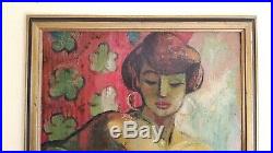 Vintage 1950 Signed Mystery Nude Female Modern Oil Painting WPA Era California