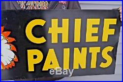 Vintage 1950s 60s 2 Sided Chief Paints Painted Metal Advertising HWD Store Sign