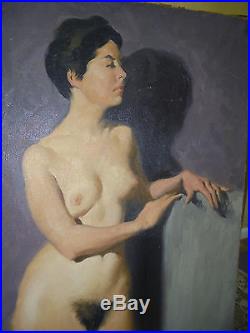 Vintage 1950s Brendon Berger Nude Woman Oil on Canvas Signed # 1 of 4