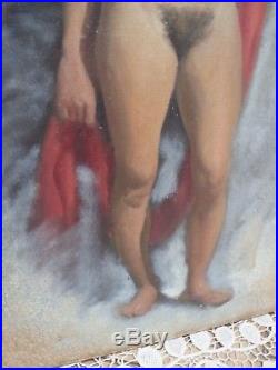 Vintage 1950s Brendon Berger Realistic Nude Woman Oil on Canvas Signed # 2 of 4