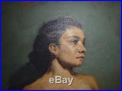 Vintage 1950s Brendon Berger Realistic Nude Woman Oil on Canvas Signed # 4 of 4