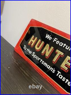 Vintage 1950s Hunter Whiskey 45¢ Price Sign Reverse Painted