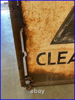 Vintage 1950s Jumbo Hand Painted Distressed Metal Truck Stop Gas Station Sign