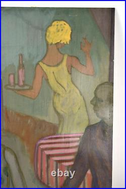 Vintage 1950s Painting Gossiping Girls Dick Fort Chicago Nightclub Series