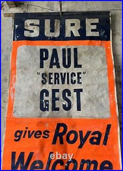Vintage 1950s Pure Oil Paul Service Gest Canvas Painted Banner Gas Station 90x44