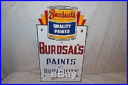 Vintage 1953 Burdsal's Paints Gas Oil 2 Sided 21 Porcelain Metal Sign