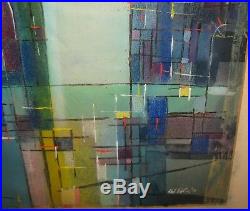 Vintage 1958 HAL POLIN Cubist MID CENTURY MODERN Architecture Painting LISTED