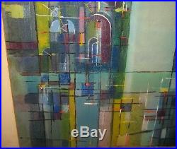 Vintage 1958 HAL POLIN Cubist MID CENTURY MODERN Architecture Painting LISTED