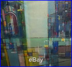 Vintage 1958 HAL POLIN Cubist MID CENTURY MODERN Architecture Painting LISTED