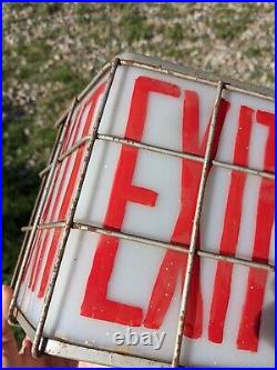 Vintage 1960 / 70s Exit Sign Metal Cage Wire Hand Painted