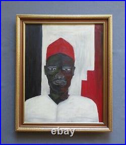 Vintage 1960 African American Oil Portrait Painting, Signed L. Thrash