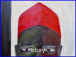 Vintage 1960 African American Oil Portrait Painting, Signed L. Thrash