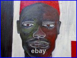 Vintage 1960 African American Oil Portrait Painting, Signed L. Thrash