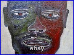 Vintage 1960 African American Oil Portrait Painting, Signed L. Thrash