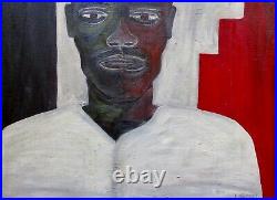 Vintage 1960 African American Oil Portrait Painting, Signed L. Thrash