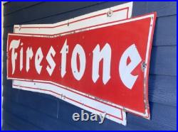 Vintage 1960 Firestone Bowtie Porcelain Painted Metal Sign 106.5 x 35