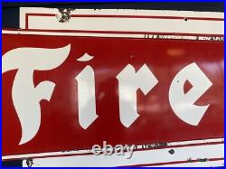 Vintage 1960 Firestone Bowtie Porcelain Painted Metal Sign 106.5 x 35