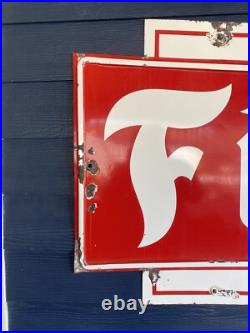 Vintage 1960 Firestone Bowtie Porcelain Painted Metal Sign 106.5 x 35