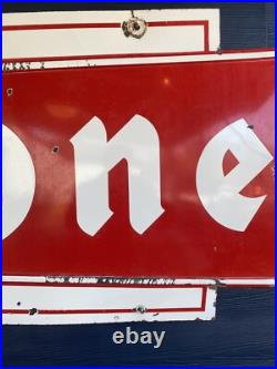 Vintage 1960 Firestone Bowtie Porcelain Painted Metal Sign 106.5 x 35