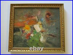 Vintage 1960's Abstract Painting Chunky Expressionism Mystery Artist French Mod