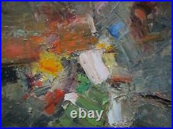 Vintage 1960's Abstract Painting Chunky Expressionism Mystery Artist French Mod