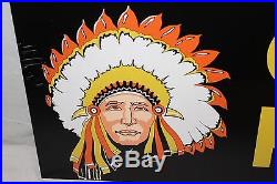 Vintage 1960's Chief Paint Paints Gas Oil 2 Sided 28 Metal Sign WithIndian