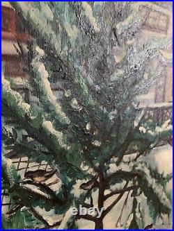 Vintage 1960's Oil On Canvas Winter Scene Signed Original Painting Christmas