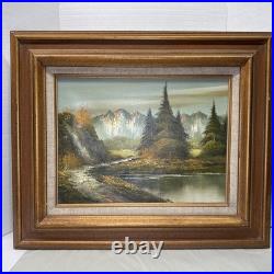 Vintage 1960s 1970s Original Oil Painting Mountain Landscape Signed R. Sill 12