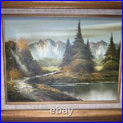 Vintage 1960s 1970s Original Oil Painting Mountain Landscape Signed R. Sill 12