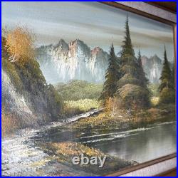 Vintage 1960s 1970s Original Oil Painting Mountain Landscape Signed R. Sill 12