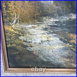 Vintage 1960s 1970s Original Oil Painting Mountain Landscape Signed R. Sill 12