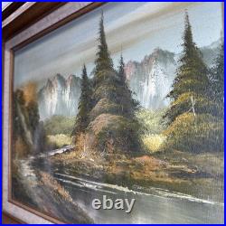 Vintage 1960s 1970s Original Oil Painting Mountain Landscape Signed R. Sill 12