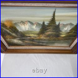 Vintage 1960s 1970s Original Oil Painting Mountain Landscape Signed R. Sill 12