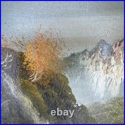 Vintage 1960s 1970s Original Oil Painting Mountain Landscape Signed R. Sill 12