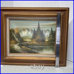 Vintage 1960s 1970s Original Oil Painting Mountain Landscape Signed R. Sill 12