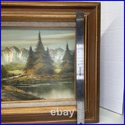 Vintage 1960s 1970s Original Oil Painting Mountain Landscape Signed R. Sill 12