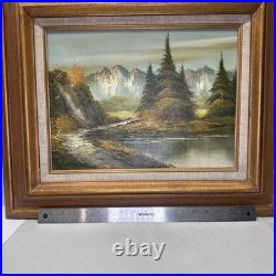 Vintage 1960s 1970s Original Oil Painting Mountain Landscape Signed R. Sill 12