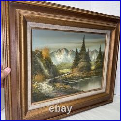 Vintage 1960s 1970s Original Oil Painting Mountain Landscape Signed R. Sill 12
