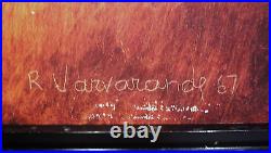 Vintage 1960s Abstract Expressionist Painting Mid Century Modern Art MCM Signed