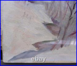 Vintage 1960s Original Oil Painting Impressionist Winter Landscape Signed