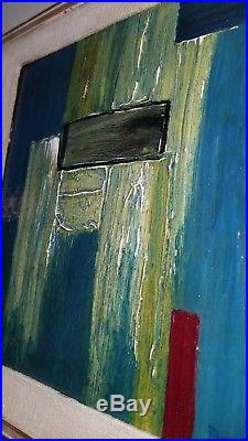 Vintage 1962 Chunky Abstract Mid Century Mod Expressionism Oil Painting Signed